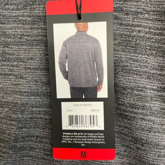 NEW Pebble Beach Men's M Performance Gray Quarter-Zip Pullover Sweatshirt - Picture 8 of 10